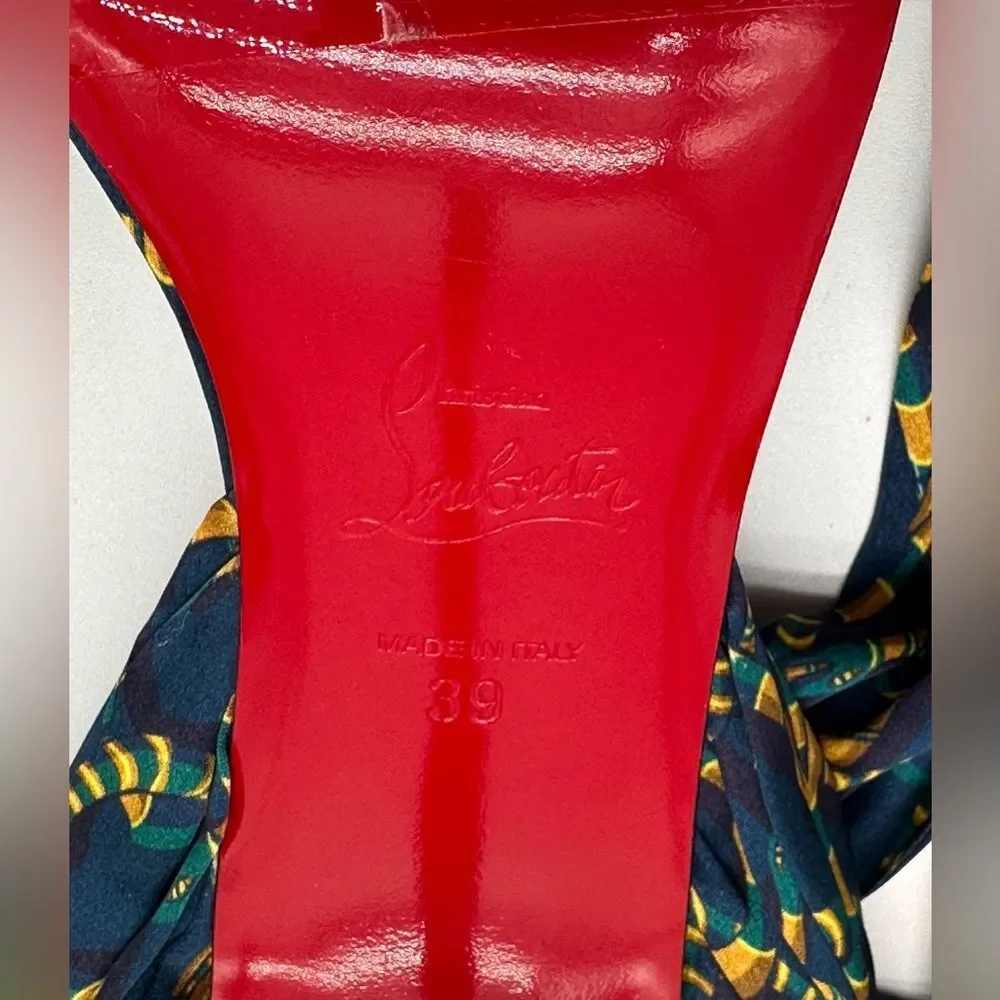Christian Louboutin Du Desert 100 Crepe Satin in Obscur High Heel Sandals EU 39